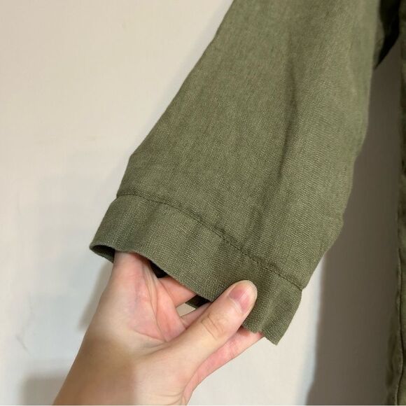 Garnet Hill Relaxed Linen Painter's Topcoat Green Size 4 - Picture 3 of 12